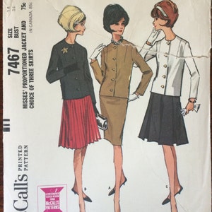 Misses Jacket and Skirt Pattern 7467 Vintage 1964 McCall's Size 14 Bust 34 Vintage McCall's Pattern / 60s McCall's image 1