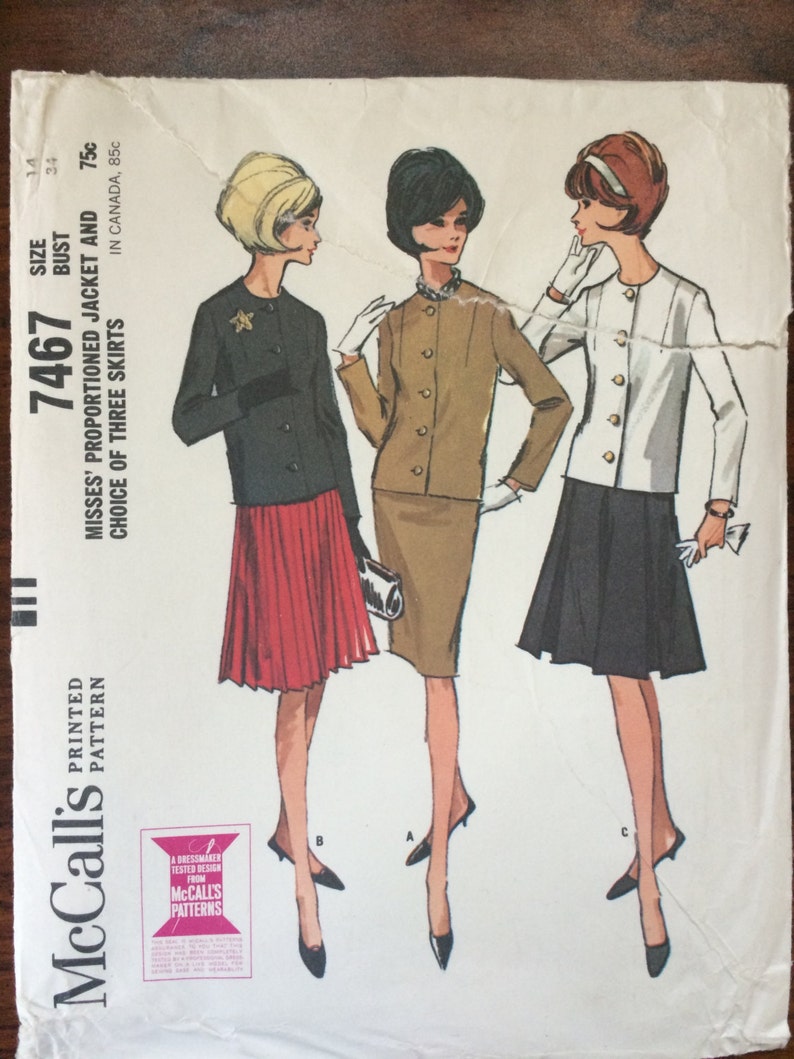 Misses Jacket and Skirt Pattern 7467 Vintage 1964 McCall's Size 14 Bust 34 Vintage McCall's Pattern / 60s McCall's image 1