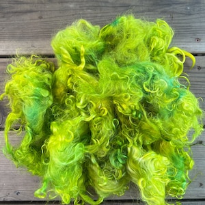 Adult Mohair Locks for Felting, Spinning or Weaving - 1/4 Oz - Hand Dyed in the Color 'Chartreuse'