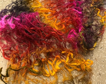 Tubular Yarn #9 / Felting Fiber / Cool Fiber - 18" - Nuno Felting / Wet Felting / Felting Supplies / Textural Fiber / Felting Yarn