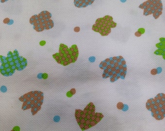 Pique Estampado Vintage - 1 Yarda - Estampado de Hojas / Tejido Pique / Pique Vintage / Pique Marrón Verde / Piqué Floral / Yardaje Pique / Azul Marrón