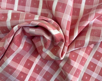Authentisches Vintage Double Faced Pink und Weiß Plaid Rayon - 44 "Breit - lose Ware