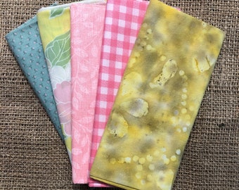 Fat Quarter Bundle / Pink and Yellow Fabric / Fat Quarters / Quilting Fabric / Fat 1/4 / Great for Making Masks! / 100% Cotton