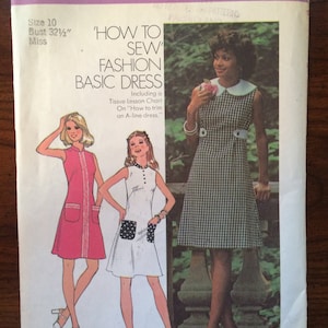 Vintage 1970s Simplicity Dress Pattern #6809 Sz 10 Bust 32.5  Vintage Simplicity / 70s Simplicity / 70s Pattern