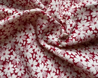 Reproduction Red and White Floral Print Cotton - 43" Wide - Vintage Print Fabric