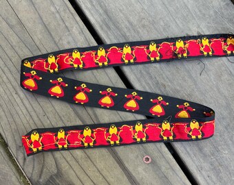 100% Cotton Vintage Embroidered Trim - Black, Red, Yellow Girl in Dress Trim - Sold by the Half Yard