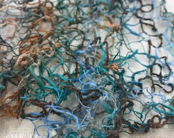 Teal Blue Copper Tubular Yarn #4 - Felting Fiber Supplies (18")
