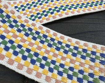 Ribete de algodón bordado vintage - Cinta jacquard, correa para cámara - Media yarda