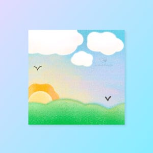 3" x 3" Sunrise Hills Sticky Post-it Notepad | Pastel Clouds and Valley
