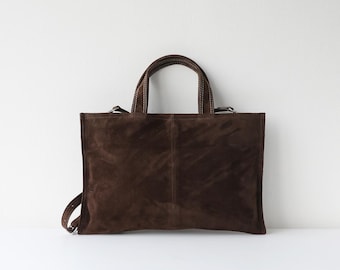 Bolso tote de ante, bolsos tote pequeños de piel, bolsos de diseño minimalista, bolso tipo sobre de piel