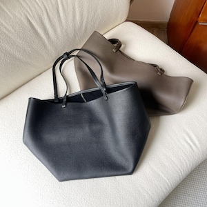 Large Leather Totes, Large Leather Handbag, Minimal Tote Bags, Genuine Leather Top Handle Bag