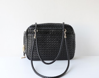 Bolso de hombro de cuero trenzado, bolso bandolera minimalista, bolso elegante de estilo artesanal para el día a día.