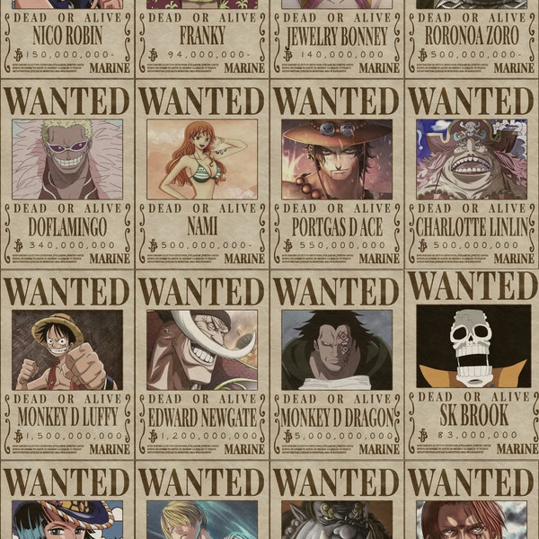 One Piece | Wanted Poster | T-shirt Print | Cup Printing | Pirates | Digital Download