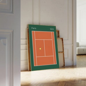 Vintage Paris Tennis Court Poster, French Open Wall Decor, Retro Sports Decor, Tennis Lover's Poster, Retro Tennis Print, Digital Download