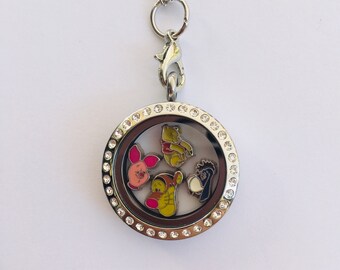Disney inspired Cinderella floating memory charms locket 25mm with crystals pumpkin castle wand