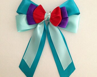 Disney inspired Ariel princess hair bow with dinglehopper