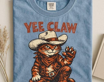 Cat Mom Western Shirt, Yee Claw Funny Cat Tee, Country Cat Mom Gift, Cowboy Cat TShirt, Cat Lover Top
