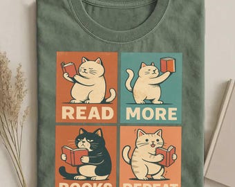 Bookish Cat Shirt, Cat Book Lover Tee, Reading Cat Shirt, Book Lover Gift, Funny Cat Reading Shirt