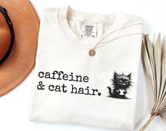 Funny Cat Mom Coffee Shirt, Cute Cat Lover Club T-Shirt, Comfort Colors® Barista Gift for Women, Vintage Cat Meme Tee, Retro Dad Graphic Top