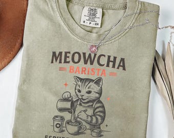 Cat Coffee Shirt, Cat Barista Tee, Funny Cat Coffee Shirt, Coffee Lover Gift, Cute Cat Shirt, Cat Lover Gift