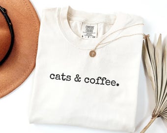 Funny Cat Coffee Shirt, Cute Cat Mom Lover Club T-Shirt, Comfort Colors® Barista Gift for Women, Vintage Cat Meme Tee, Retro Dad Graphic Top