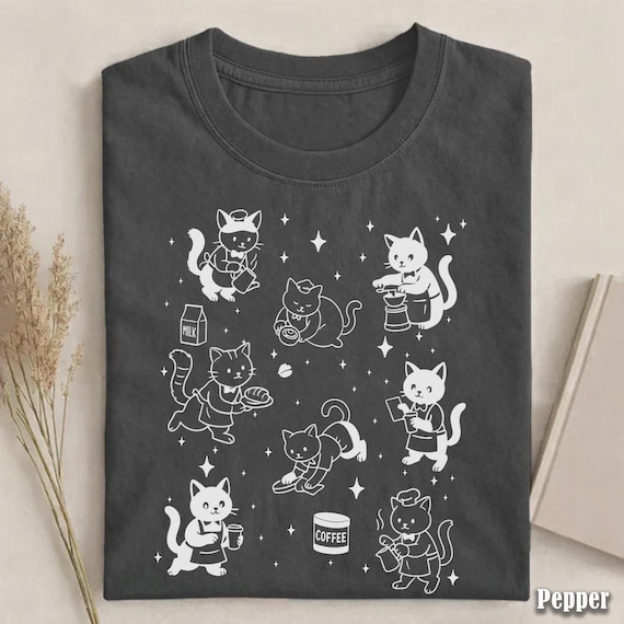 Coffee Cat Shirt, Cat Coffee Lover Tee, Funny Cat Coffee Shirt, Cat Cafe Shirt, Caffeine Cat Gift, Cute Cat Shirt