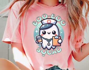 Chemise fantôme d'infirmière Halloween Boo Boo Squad, chemise Halloween femme, infirmière Halloween, t-shirt saison fantasmagorique, chemise des bonbons ou un sort