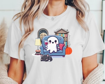 Chemise fantôme Halloween Wine TV Comfort Colors, chemise Halloween femme, jolie chemise Halloween, t-shirt saison effrayante, chemise des bonbons ou un sort