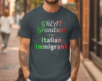 Proud Italian Shirt, Great Grandson of an Italian Immigrant, Immigration Pride, Italian American TShirt, Genealogy Gifts Italian Roots Tee