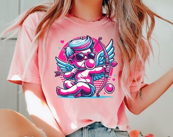 Chemise rétro Cupidon pour la Saint-Valentin, t-shirt des fêtes pour femme, t-shirt rétro de la Saint-Valentin, cadeau de fête des fêtes, t-shirt style années 80, cadeau petite amie
