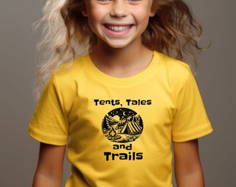 Kids Tents Tales and Trails Shirt Adventure Camping Tee Outdoor Fun Trail Hiking Campfire Stories Nature Lover Family Camping Trip