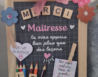 Magnifique Ardoise maîtresse, maître, atsem, nounou,...