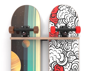 Skateboard / Longboard Wall Storage - Double Board Display