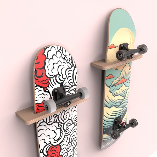 Almacenamiento de pared para patinetas y longboards: Exhibidor individual