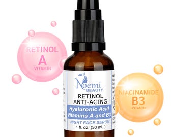 Retinol Anti-Aging Serum: Niacinamide, Vitamin B3, Hyaluronic Acid. Smoothing, Hydration.