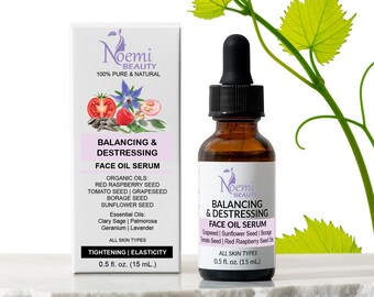 Organic Red Raspberry Tomato seed Face Serum, Anti-Aging Blend Oils: Grapeseed, Borage, Sunflower.