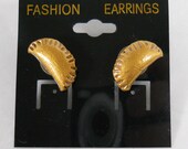 Gold Pierogi Earrings Pierced Fake Food