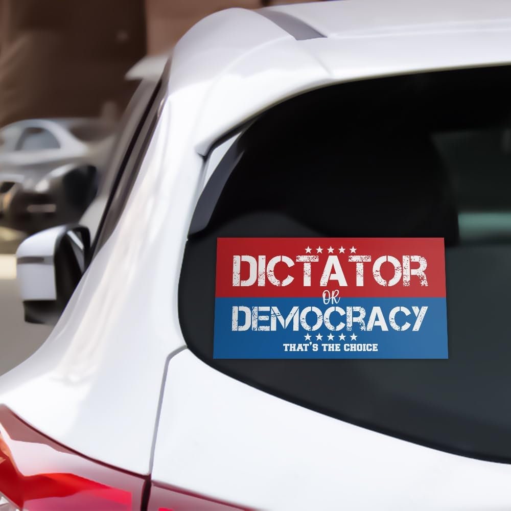Democracy or Dictatorship Bumper Sticker Political Statement Decal, Car