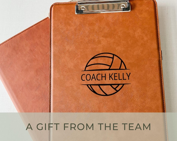 Personalized Engraved Leatherette Clipboard, Team Coach Gift, End of Season Appreciation