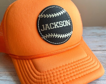 Personalized Kids Baseball Hat, Custom Youth Trucker Cap with Engraved Name Patch