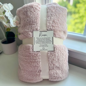 Personalized College Blanket Gift: Faux Leather Patch, Dorm Decor