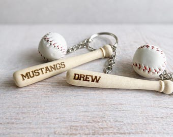 Baseball Coach Gift Keychain, Personalized End of Season Mini Bat, Engraved Team Gift