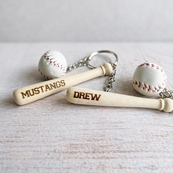 Personalized Mini Baseball Bat Keychain: Engraved Team Gift