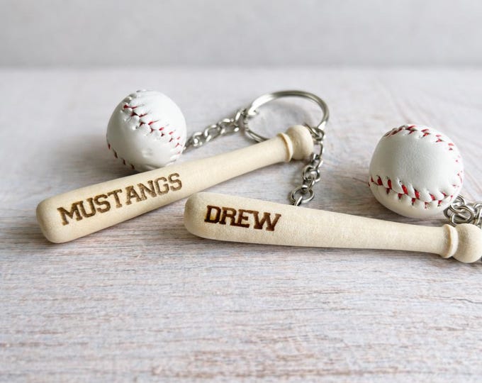 Baseball Coach Gift Keychain, Personalized End of Season Mini Bat, Engraved Team Gift