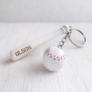 Baseball Coach Gift Keychain, Personalized End of Season Mini Bat, Engraved Team Gift image 2