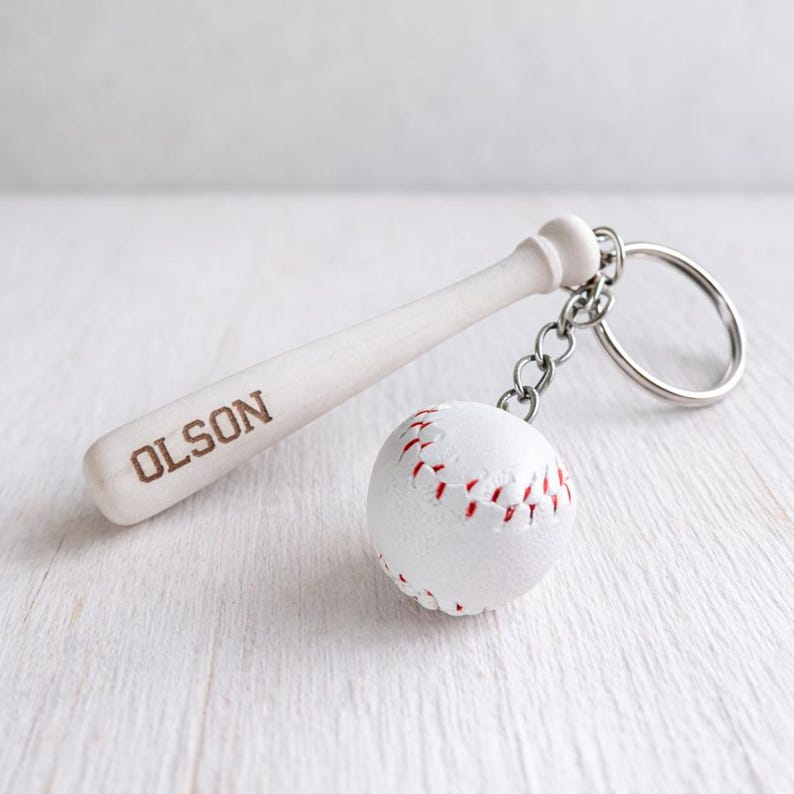 Baseball Coach Gift Keychain, Personalized End of Season Mini Bat, Engraved Team Gift image 2