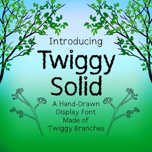 Twiggy Solid: carattere con lettere a mano, lettere decorative, carattere scaricabile Procreate, doodle alfabetico, carattere Goodnotes, OTF, TTF, Twig
