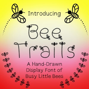 Sentieri delle api: carattere con lettere a mano, Artful Bee, scritte decorative, Charming Bee, Procreate scaricabile, alfabetico, persona ape, OTF, TTF
