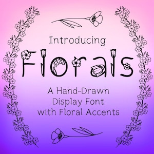 Fiori: carattere con lettere a mano, caratteri decorativi, carattere scaricabile Procreate, doodle alfabetico, carattere Goodnotes, carattere floreale, OTF, TTF