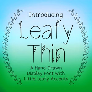 Leafy Thin: carattere con lettere a mano, caratteri decorativi, carattere scaricabile Procreate, doodle alfabetico, carattere Goodnotes, OTF, TTF, Foglie